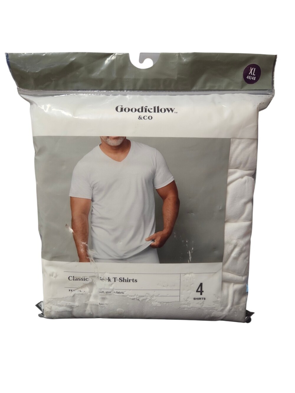 Goodfellow & Co Men’s White V-Neck T-Shirts - 4 Pack (XL) Nwt